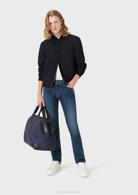 bărbați R802G1200 Blugi j45 cu ajustări regulate, din denim confortabil din twill Armani albastru