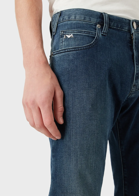 bărbați R802G1200 Blugi j45 cu ajustări regulate, din denim confortabil din twill Armani albastru