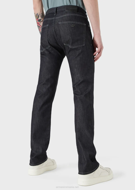bărbați R802G1204 Blugi din denim j45, de culoare obișnuită, spălate lejer Armani albastru marin