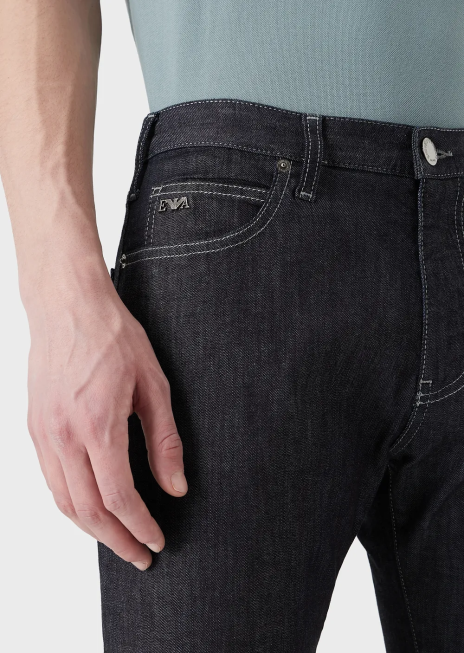 bărbați R802G1204 Blugi din denim j45, de culoare obișnuită, spălate lejer Armani albastru marin