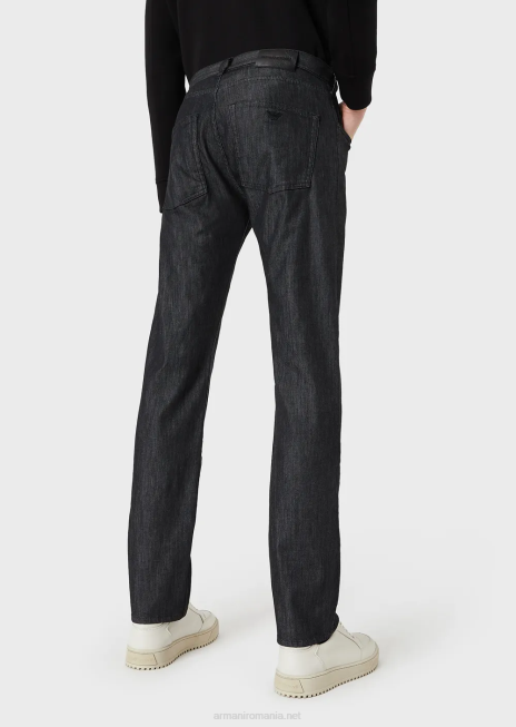 bărbați R802G1205 Blugi din denim j45, de culoare obișnuită, spălate lejer Armani negru