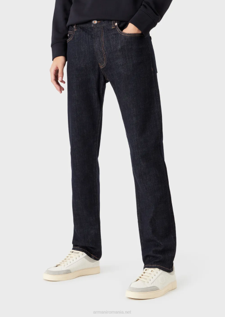 bărbați R802G1206 Blugi din denim j45 regulat, spălați cu clătire Armani albastru miezul nopții