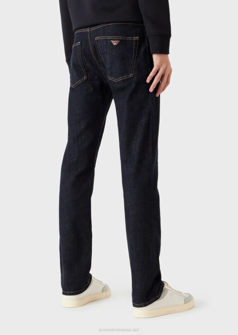 bărbați R802G1206 Blugi din denim j45 regulat, spălați cu clătire Armani albastru miezul nopții
