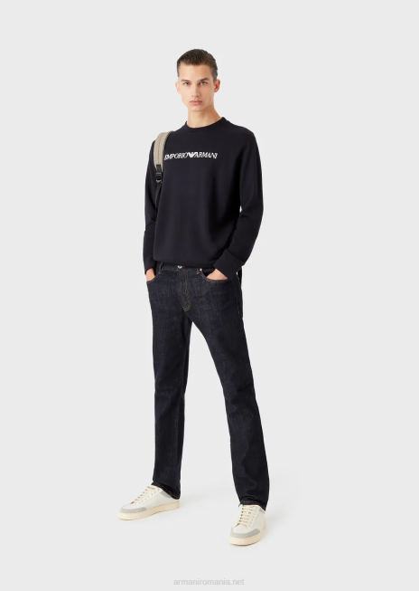 bărbați R802G1206 Blugi din denim j45 regulat, spălați cu clătire Armani albastru miezul nopții