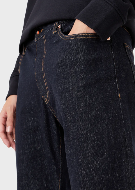 bărbați R802G1206 Blugi din denim j45 regulat, spălați cu clătire Armani albastru miezul nopții