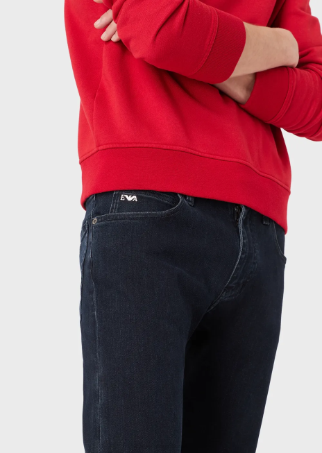 bărbați R802G1207 Blugi din twill din denim confort j45, cu fiti regulate Armani albastru