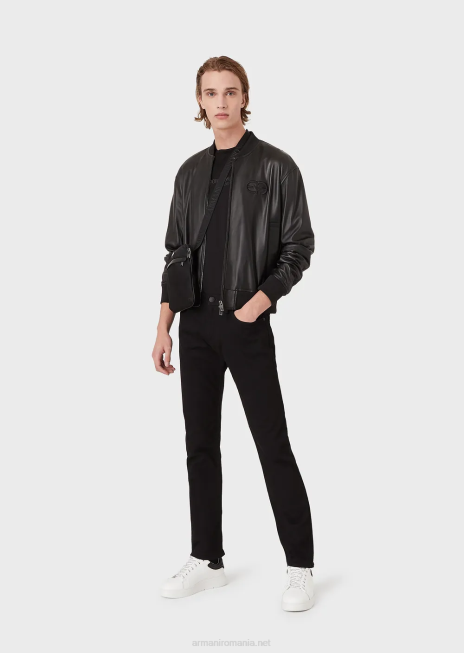 bărbați R802G1208 Blugi din twill din denim confort j45, cu fiti regulate Armani negru