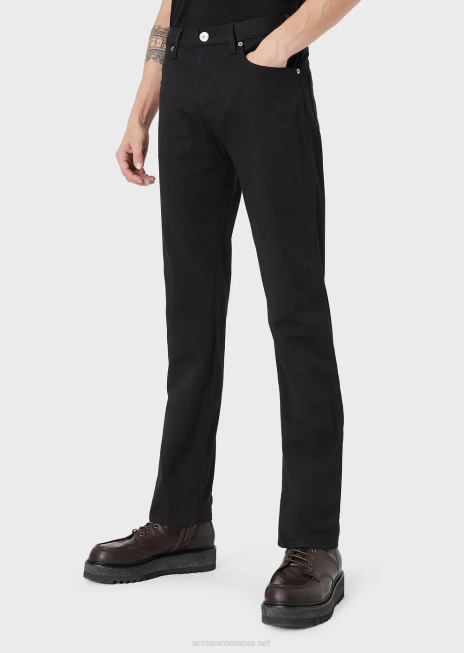bărbați R802G1209 Blugi din gabardină elastică j45, cu ajustare normală Armani negru