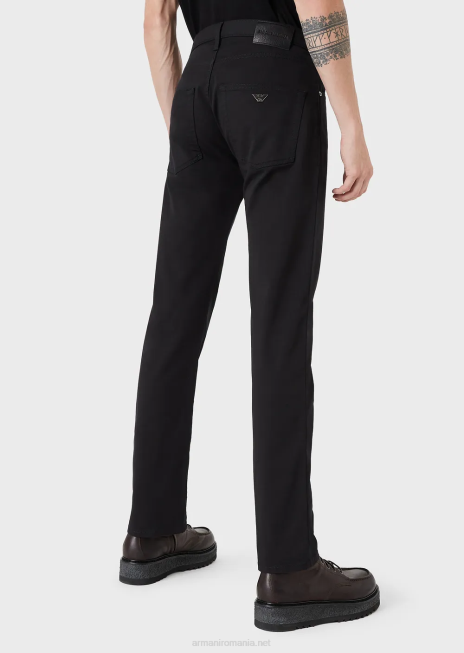 bărbați R802G1209 Blugi din gabardină elastică j45, cu ajustare normală Armani negru