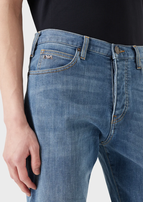 bărbați R802G1210 Blugi din denim confort j21 spalati, cu croiala regulata Armani albastru