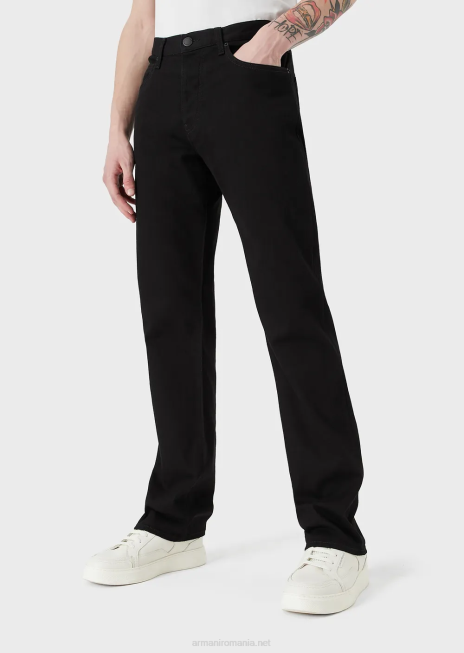 bărbați R802G1212 Blugi din twill din denim confortabil j21, cu fiti regulate Armani negru