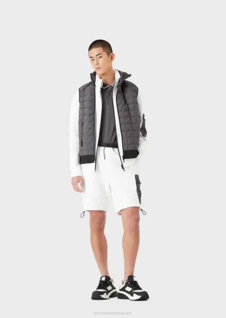 bărbați R802G1379 hanorac cu fermoar complet, travel essentials, din jerseu dublu Armani alb