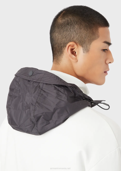 bărbați R802G1379 hanorac cu fermoar complet, travel essentials, din jerseu dublu Armani alb