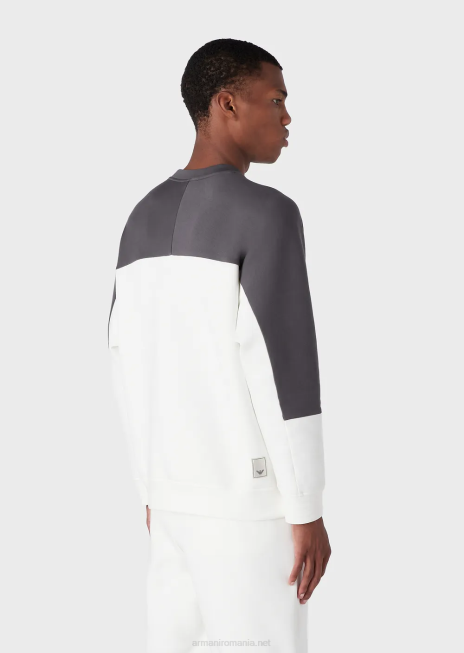 bărbați R802G1382 hanorac în două tonuri, travel essentials, din jerseu dublu Armani alb