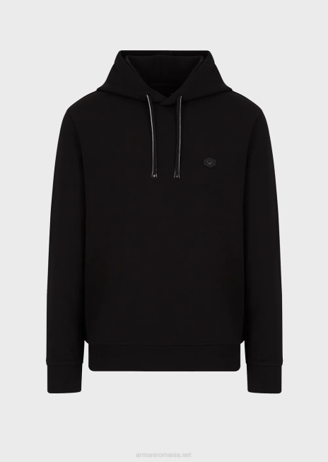 bărbați R802G1388 hanorac cu glugă și plasture cu micro logo Armani negru