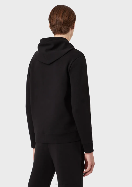 bărbați R802G1388 hanorac cu glugă și plasture cu micro logo Armani negru