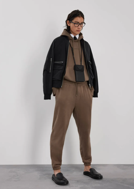 bărbați R802G1420 hanorac cu glugă din jerseu greu, cu logo cauciucat îndrăzneț Armani gri porumbel