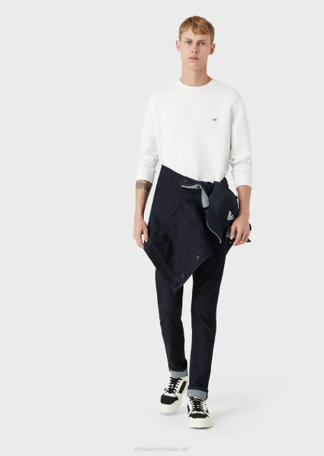 bărbați R802G1429 hanorac cu gâtul turn cu plasture cu micro logo Armani alb