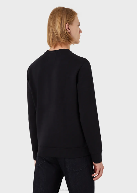 bărbați R802G1430 hanorac cu gâtul turn cu plasture cu micro logo Armani albastru marin