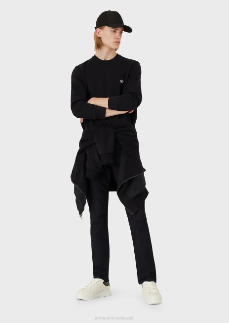 bărbați R802G1430 hanorac cu gâtul turn cu plasture cu micro logo Armani albastru marin