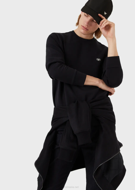 bărbați R802G1430 hanorac cu gâtul turn cu plasture cu micro logo Armani albastru marin