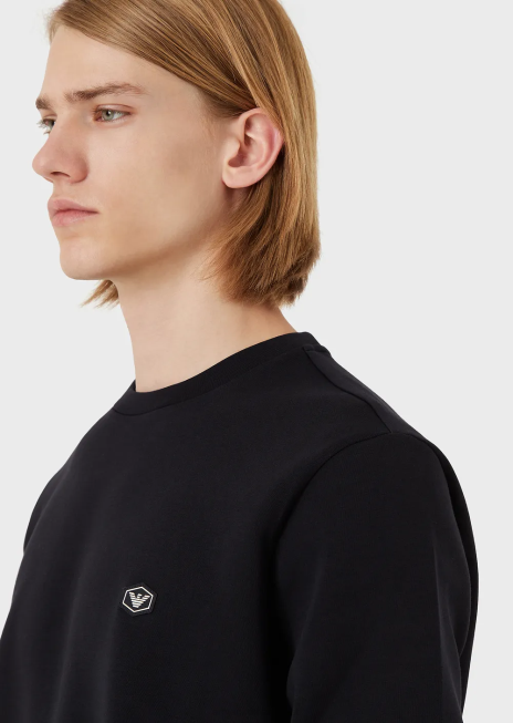 bărbați R802G1430 hanorac cu gâtul turn cu plasture cu micro logo Armani albastru marin