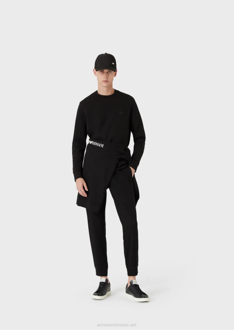 bărbați R802G1431 hanorac cu gâtul turn cu plasture cu micro logo Armani negru