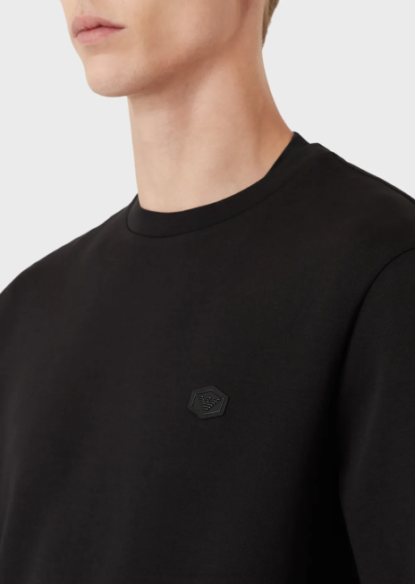 bărbați R802G1431 hanorac cu gâtul turn cu plasture cu micro logo Armani negru