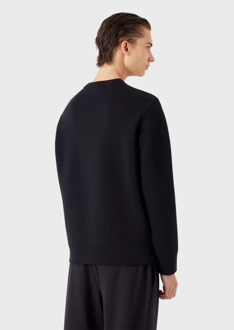 bărbați R802G1440 hanorac din jerseu dublu cu plasture emoji asortate Armani albastru marin