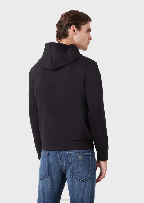 bărbați R802G1442 hanorac ponte-di-roma cu glugă, fermoar Armani albastru marin