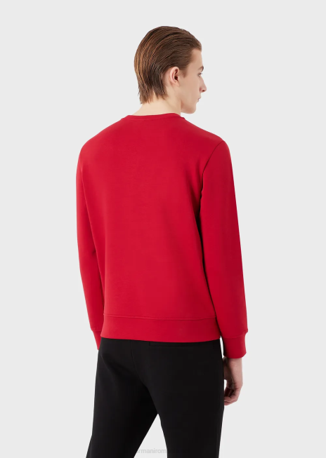 bărbați R802G1446 hanorac din jerseu dublu cu broderie iepure Armani roșu