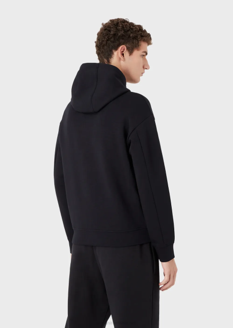 bărbați R802G1574 hanorac cu glugă din jerseu dublu și logo brodat Armani alb