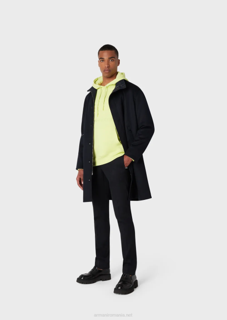 bărbați R802G1576 hanorac cu glugă cu vultur supradimensionat în relief Armani verde lime