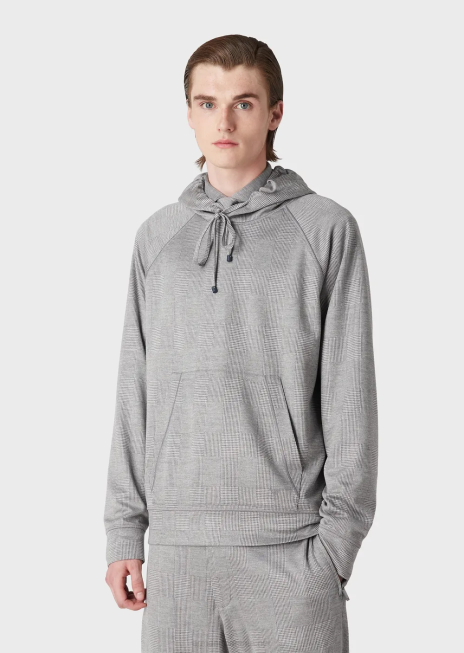 bărbați R802G1583 Pulover din jerseu din amestec de lână prințul de Wales Armani gri