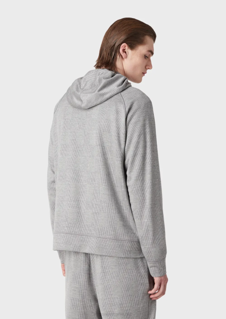 bărbați R802G1583 Pulover din jerseu din amestec de lână prințul de Wales Armani gri