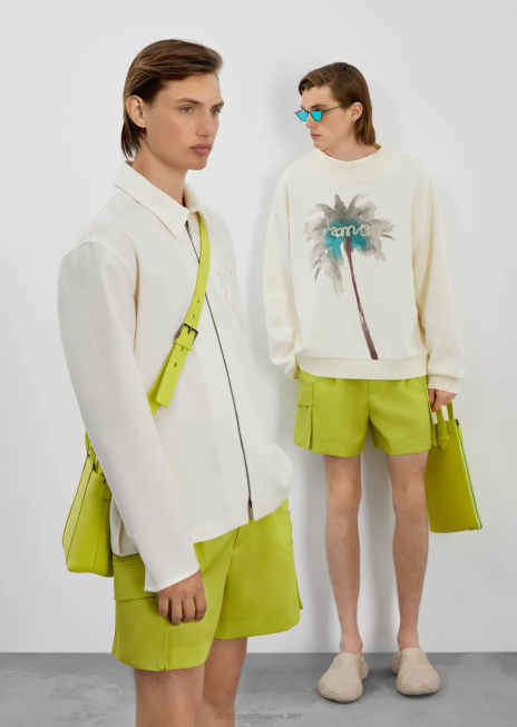 bărbați R802G1590 hanorac cu imprimeu palmier și broderie l\'amour Armani alb