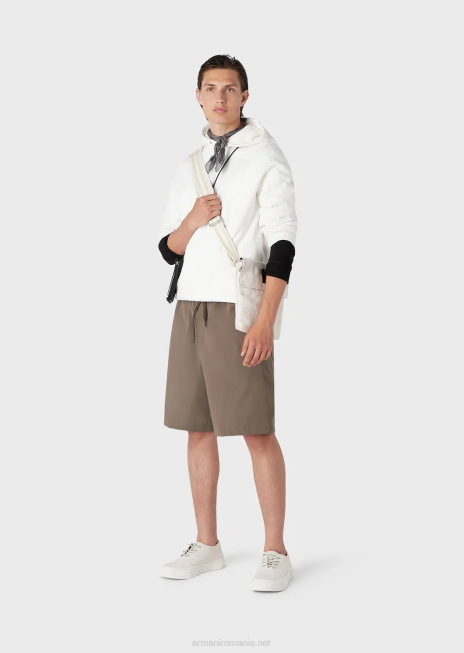 bărbați R802G1593 hanorac cu glugă, cu broderie de camuflaj supradimensionată, asortată de culori Armani alb