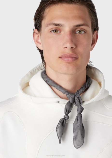 bărbați R802G1593 hanorac cu glugă, cu broderie de camuflaj supradimensionată, asortată de culori Armani alb