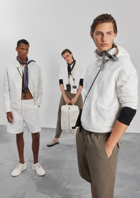 bărbați R802G1593 hanorac cu glugă, cu broderie de camuflaj supradimensionată, asortată de culori Armani alb