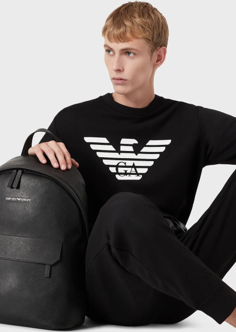 bărbați R802G1595 hanorac din amestec de modal cu imprimeu cu logo Armani model