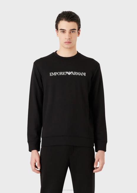 bărbați R802G1596 hanorac din amestec de modal cu imprimeu cu logo Armani negru