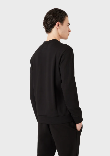 bărbați R802G1596 hanorac din amestec de modal cu imprimeu cu logo Armani negru