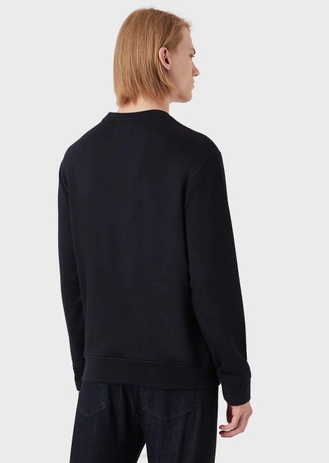 bărbați R802G1597 hanorac din amestec de modal cu imprimeu cu logo Armani logo albastru