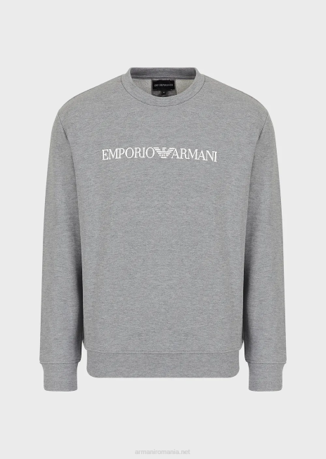 bărbați R802G1599 hanorac din amestec de modal cu imprimeu cu logo Armani gri