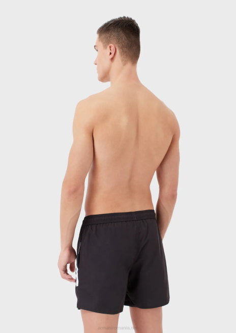 bărbați R802G1001 costum de baie din țesătură reciclată, cu șnur și logo îndrăzneț Armani logo negru