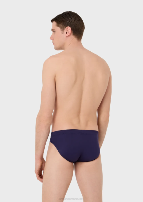 bărbați R802G1004 Slip de baie din microfibră reciclată cu vultur brodat Armani avio