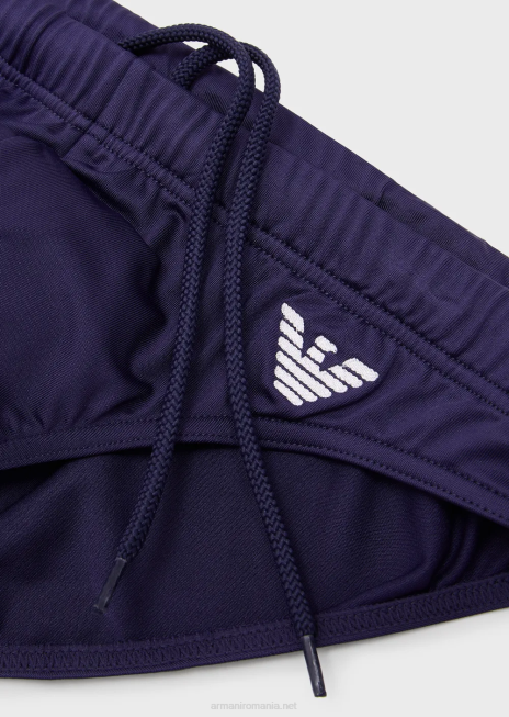 bărbați R802G1004 Slip de baie din microfibră reciclată cu vultur brodat Armani avio