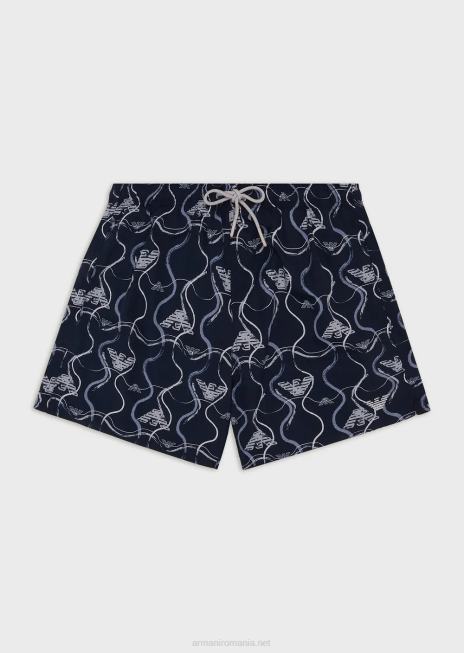 bărbați R802G983 trunchi de baie cu șnur și model grafic Armani model