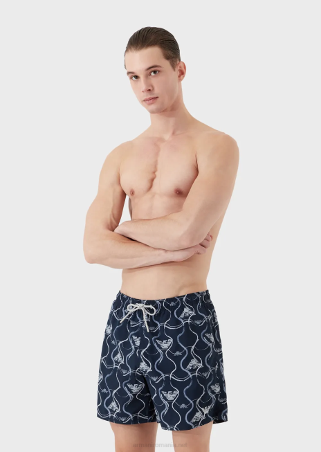 bărbați R802G983 trunchi de baie cu șnur și model grafic Armani model