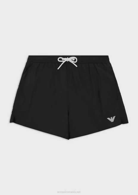 bărbați R802G988 pantaloni scurți de baie cu șnur și logo brodat Armani negru